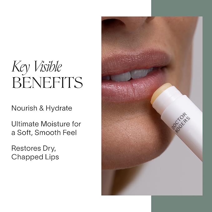 Doctor Rogers Lip Balm. Hydrating & Softening Lip Moisturizer for Very Dry Lips, Natural & Hypoallergenic, 0.15 Ounce (4.25 g) Tube