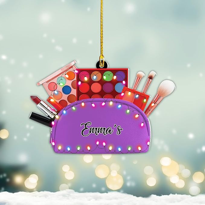 Personalized Makeup Tools Christmas Ornament 2025, Makeup Box Christmas Ornament Gift for Makeup Artist, Christmas Tree Decor for Makeup Shop, Gift for New Makeup Coworkers (Makeup 8)