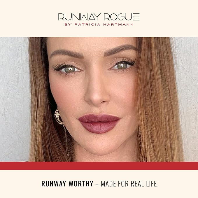 Runway Rogue Velvet Glam Liquid Lipstick, Almost-Matte Burgundy Blackberry Lipstick, ‘Call My Agent’