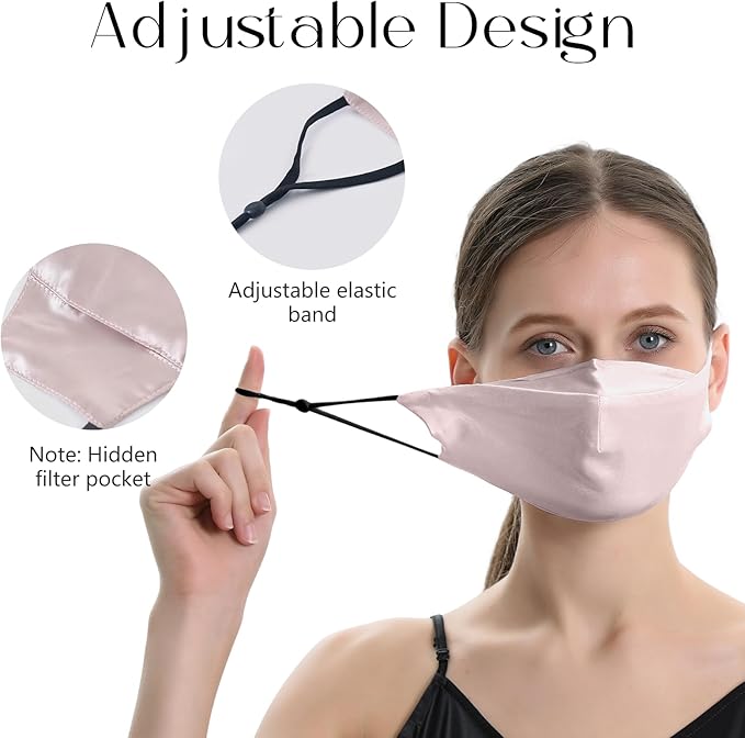 ZIMASILK 100% 22 Momme Mulberry Silk Face Mask for Men & Women, Reusable and Breathable Mouth Cover with Elastic strap