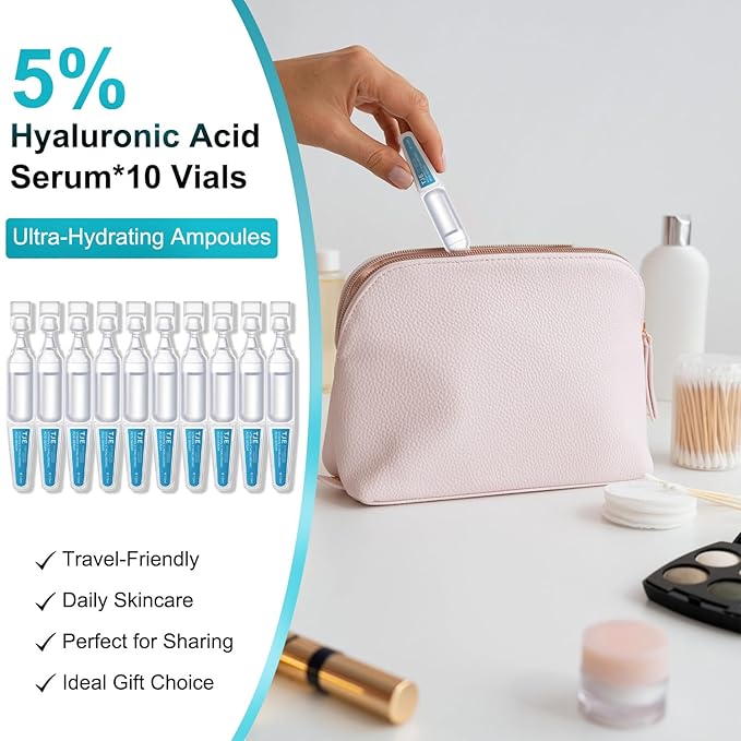 TJE Hyaluronic Acid Serum 5% for Face with Vitamin C | Ultra Hydrating Anti-Aging Serum | Moisturizer for Dry & Sensitive Skin | Pre-Makeup Skincare | Innovative Sterile Packaging -10PCS