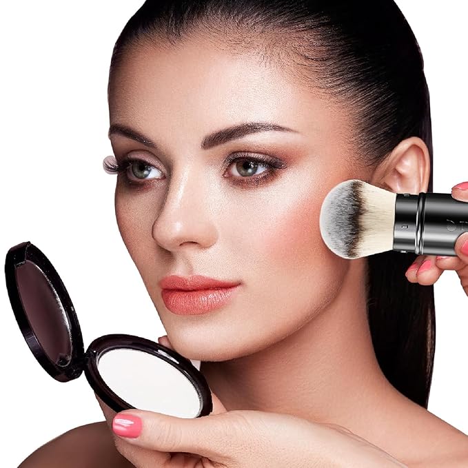 DUcare Retractable Airbrush Kabuki Brush for All Face Makeup & Foundation for Liquid, Cream and Powder Face Makeup With Aluminum Handle