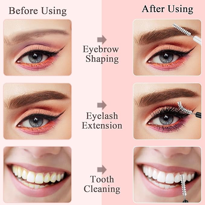 Brow Lamination Brush Supplies - 120Pcs Micro Eyebrow Brush And Comb Spoolies for Eyelash Extensions (Black, White)