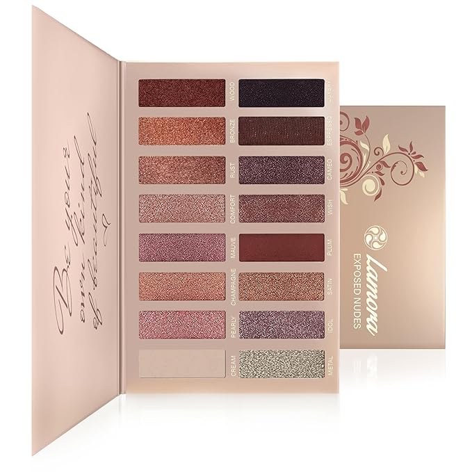 Lamora Eyeshadow Palette Makeup - Eye Makeup Palette with 16 Highly Pigmented Matte & Shimmer Shades - Vegan & Blendable