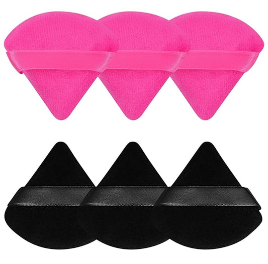 Pimoys 6 Pieces Powder Puff Face Soft Triangle Makeup Puff for Loose Powder Setting Powder, Velour Foundation Sponge Makeup Blender Sponge Beauty Makeup Tool