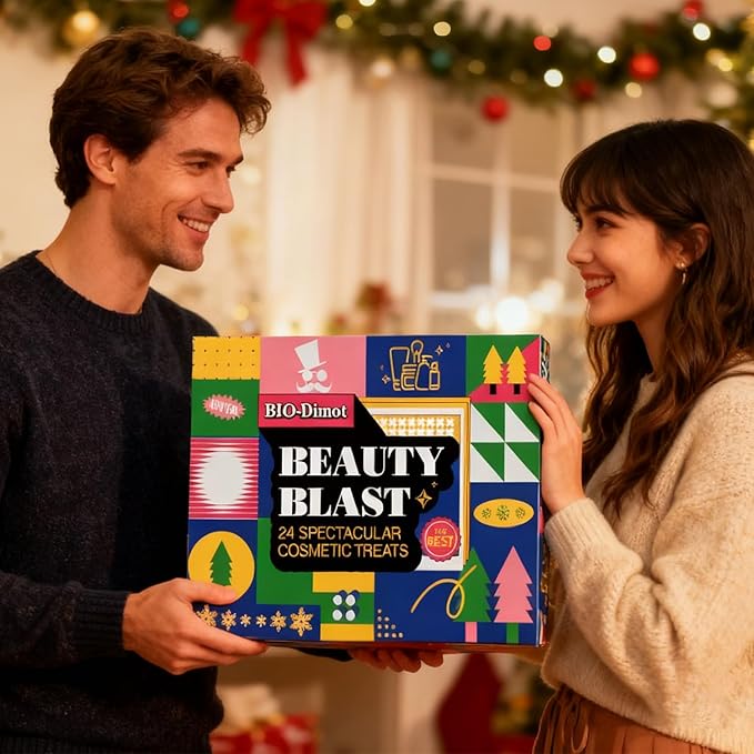 Beauty Advent Calendar, 24 Days Christmas Countdown Calendar Makeup Kit, All-in-One Professional Christmas Cosmetic Gift Set for Women, Holiday Cosmetic Surprise Starter Makeup Set for Gifts