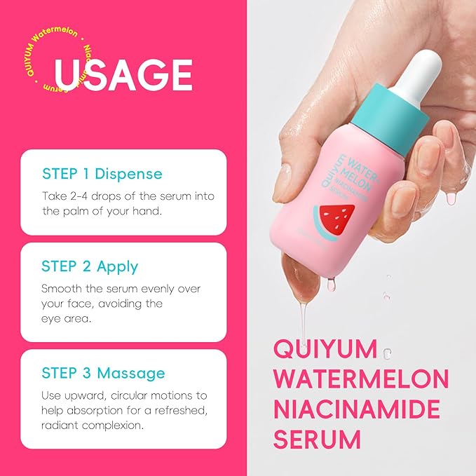 Niacinamide Serum for Face, Skin Care with Watermelon Extract & Hyaluronic Acid, Vitamin C, Hydrating, Glow, Anti-Aging, for Uneven Skin Tone, for Teens Girls Women Gifts, 1 Fl. Oz