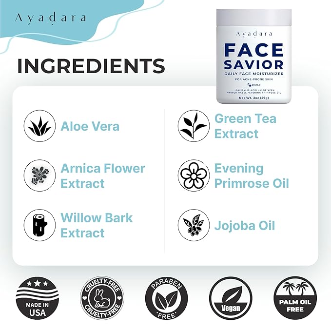 Acne Facial Moisturizer, 2 fl oz, Advanced Oil Control Face Moisturizer for Oily Skin, Hydrating Acne Cream & Anti Acne Moisturizer for Face, Powerful Skin Care Regimen for Men & Women