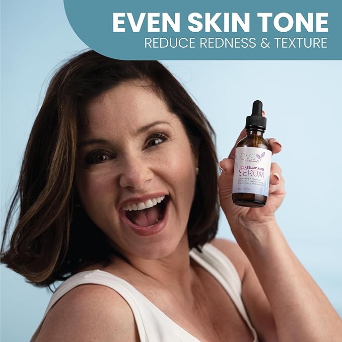Eva Naturals Azelaic Acid Serum for Face – Niacinamide, Hyaluronic Acid, Vitamins A+C+E – Redness Relief, Dark Spots, Uneven Skin Tone, Texture, Pores, Topical Booster for Clearer Skin, 2oz 2 Pack