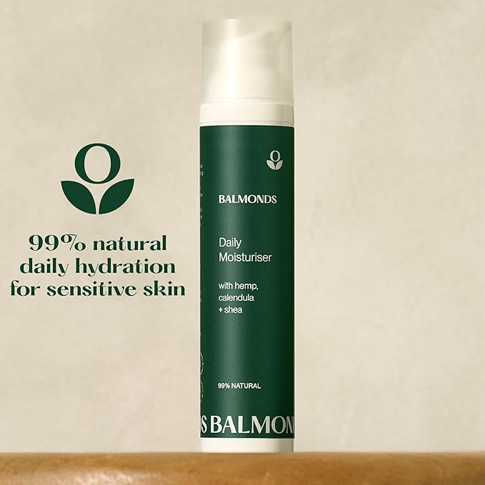 Balmonds - Daily Moisturizing Cream - 3.5oz. (100ml) - 99% Natural Moisturizer - Face & Body - Fragrance Free - Vegan/Cruelty Free - All Skin Types