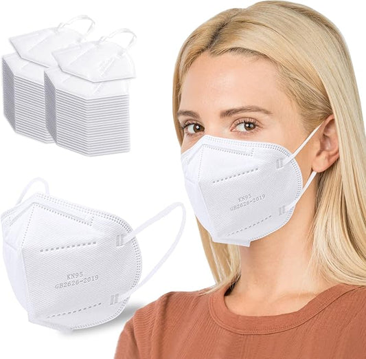 Pruk 50 Pack Masks, 5-ply Face Mask, Protective Cup Dust Mask, Disposable Mask with Nose Clip and Earloop