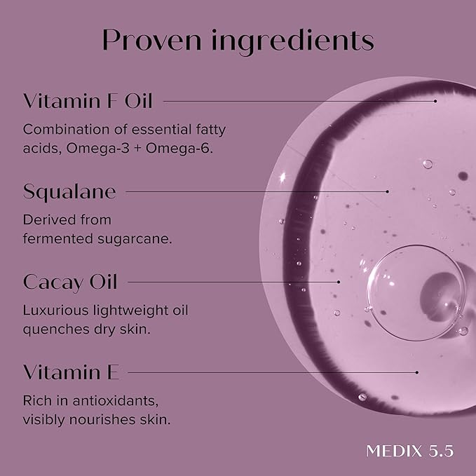 MEDIX Body & Face Moisturizer 20% Vitamin F Oil Body Booster & Face Serum | Concentrated Vitamin F + Vitamin E Oil Skin Care Super Serum For Crepey Skin & Protecting Skin Barrier, 2-Pack