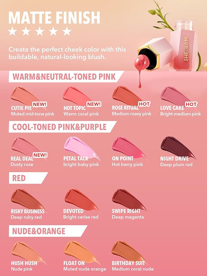 SHEGLAM Color Bloom Liquid Blush Makeup for Cheeks Matte Finish-Cutie Pie