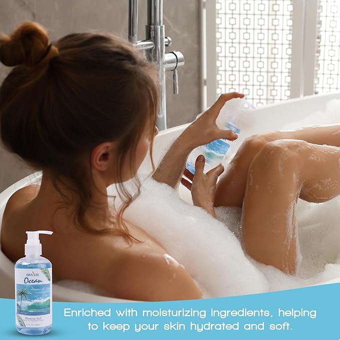 Luxury Spa Gifts for Women – 8 Pc Clean Ocean Scented Bath and Body Set with Bubble Bath, Lotion & More – Luxury Self Care Kit for Wife, Mom, Girlfriend, Birthday Gifts for Women by Draizee