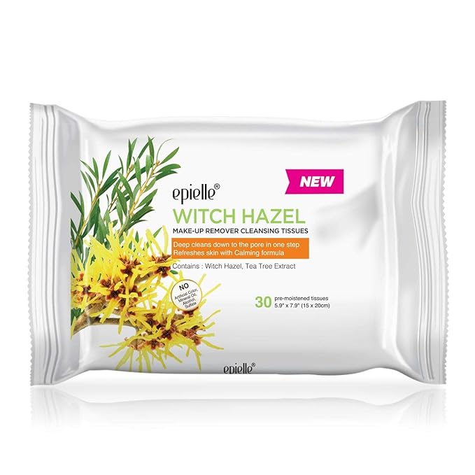 Epielle Makeup Remover Wipes, Remove Dirt, Oil, Waterproof Mascara, Gentle Daily Facial Cleanser Towelettes with Witch Hazel, Cica & Green Tea, Hypoallergenic & Alcohol-Free, 30 Count (Pack of 6)