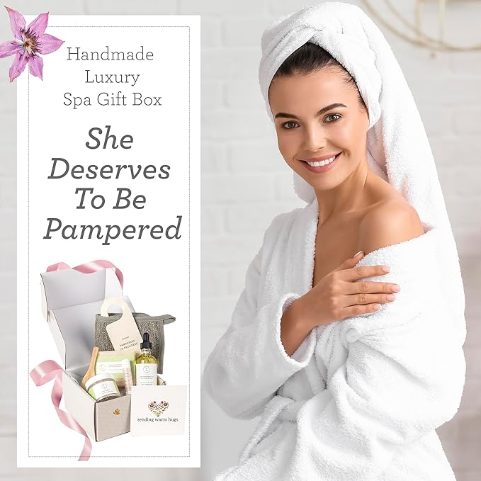 Lizush Lemongrass 6-Piece Spa Gift Set for Women - Relaxing Self-Care Basket, Luxury Handmade Body Care Items for Premium Relaxation - Happy Birthday - Handmade in The USA