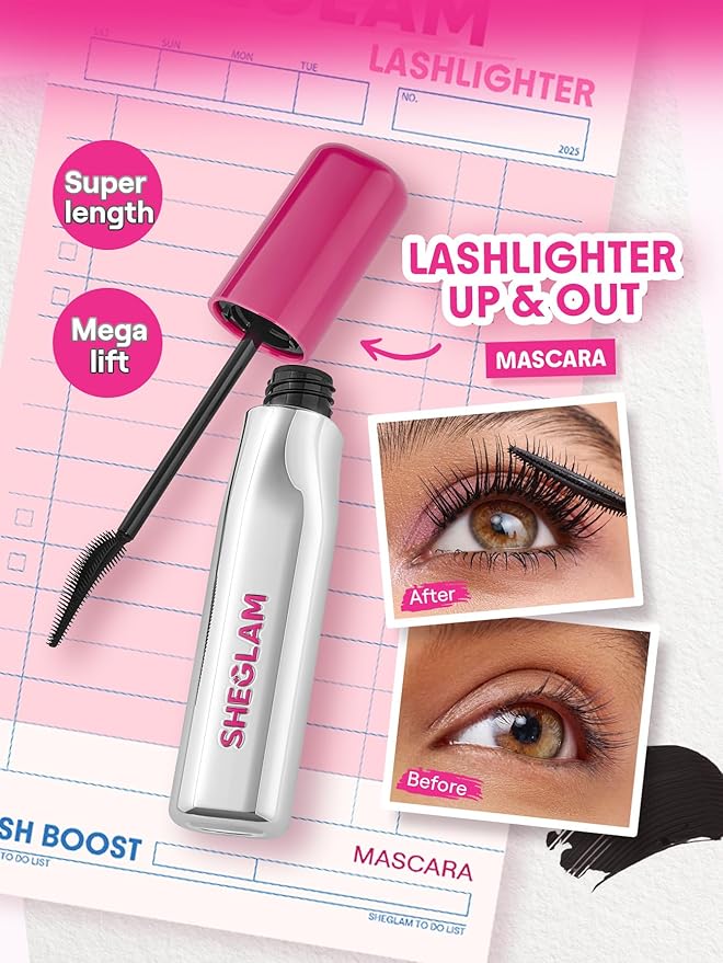 SHEGLAM Lashlighter Up & Out Mascara Volumizing and Lengthening Waterproof Long-lasting Condition Lashes Mascara-Black