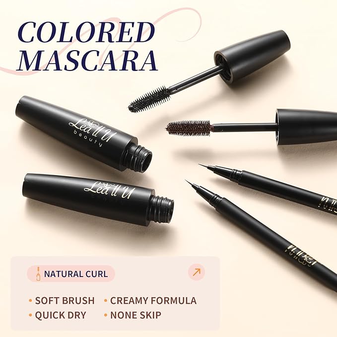 4D Mascara And Eyeliner Set Black Brown Long Lasting Mascara Waterproof Eyeliner Kit (Black)