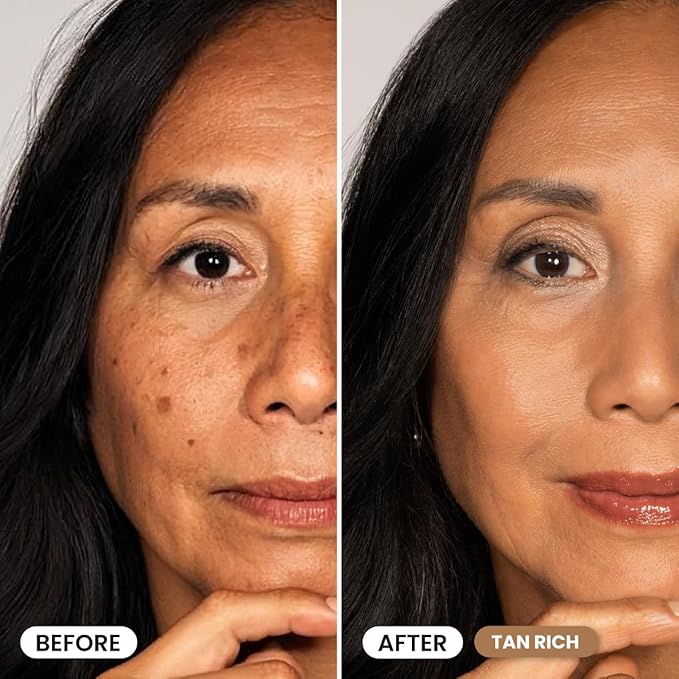 Prime Prometics PrimeSkin CC+ Cream for Mature Women – Liquid-to-Powder Foundation – Blurs Pores & Covers Age Spots – Crease-Free, Hydrating & Soft-Matte Finish for Sensitive Skin (Tan Rich)