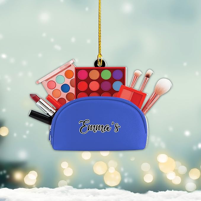 Personalized Makeup Tools Christmas Ornament 2025, Makeup Box Christmas Ornament Gift for Makeup Artist, Christmas Tree Decor for Makeup Shop, Gift for New Makeup Coworkers (Makeup 8)
