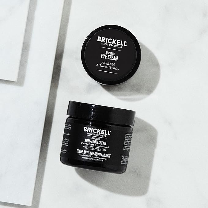Brickell Men's Ultimate Anti-Aging Routine, Anti-Wrinkle, Night Face Cream and Eye Cream to Reduce Puffiness, Wrinkles, Dark Circles, Under Eye Bags, Natural and Organic, Scented