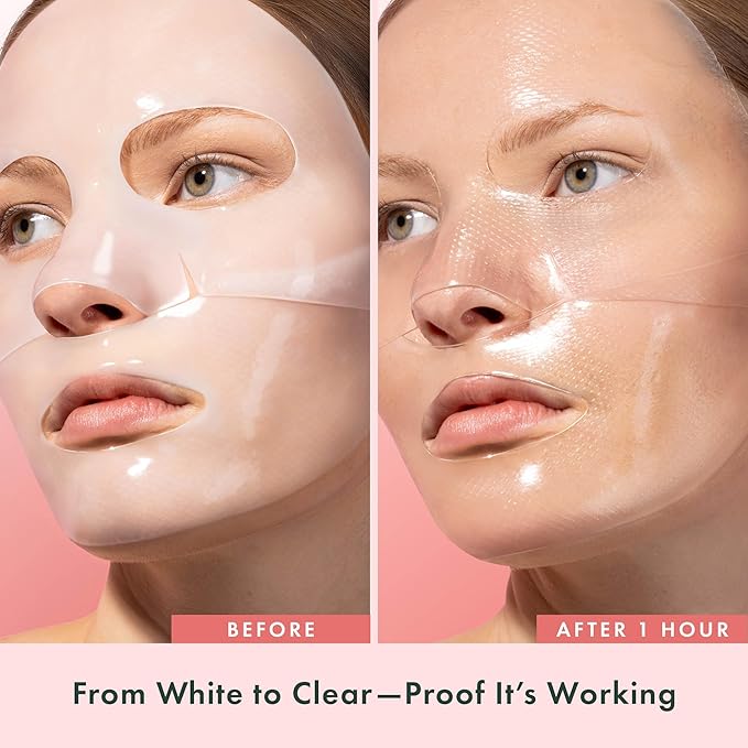 Rael Collagen PDRN Hydrogel Face Masks – Deep Hydration with Salmon PDRN, Collagen, Peptide, and Hyaluronic Acid, Anti-Slip, Korean Skin Care (4 Count)