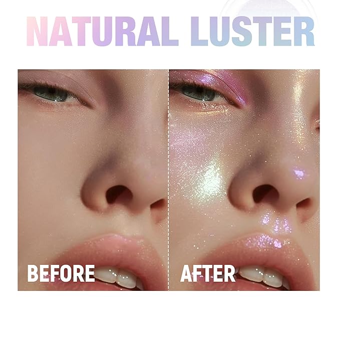 Multi-Use Chameleon Eyeshadow & Highlighter Palette – Iridescent Multichrome Shimmer with Color-Shifting Glow, Long-Lasting Waterproof Glitter Makeup for Eyes, Face & Festival (Ice Prism Glow)