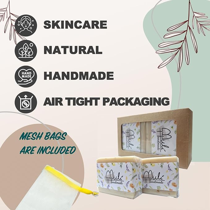 Natural Handemade Bar Soap for Men and Women with Essential oils, Scented Bar Soaps for Bath, Fragrance Regular Use Gift Set (Pack of 2) Calendula