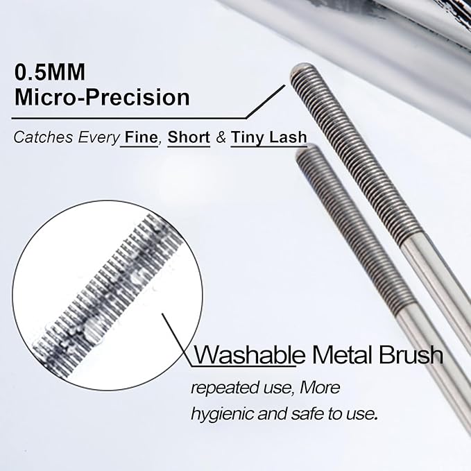 Black Washable Metal Mascara Wand, Waterproof Iron Wand Mascara Tubing, Natural Length Slim Volume Buildable Formula, Separated Lashes, Long Lasting Smudge-Proof No Flaking Tint