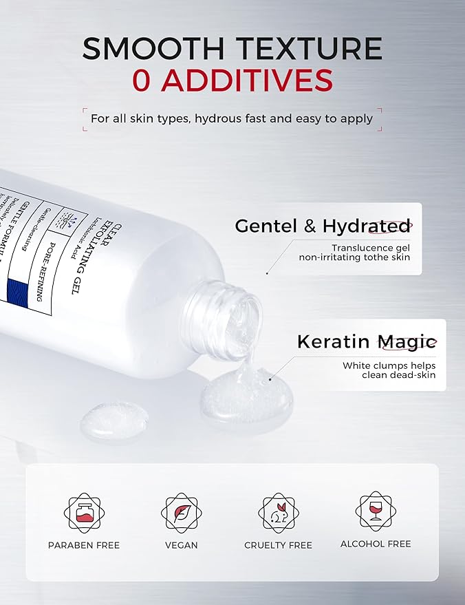 Peeling Gel for Face: Purifying Exfoliating Face Wash | Pore Cleanser with Gentle PHA & AHA, Niacinamide - Smoothing Skin Blackhead Refining Deep Cleansing Moisturizing | 7.04 OZ