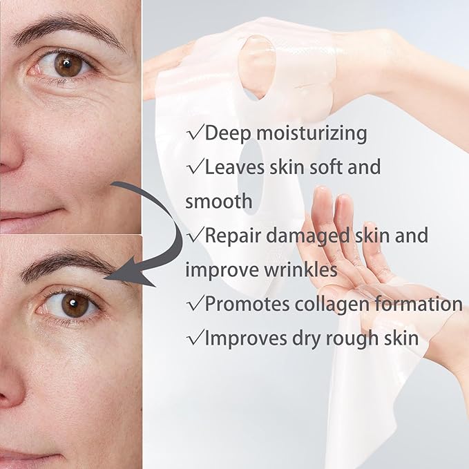 4 Pack Deep Collagen Overnight Mask,Bio-Collagen Real Deep Mask, Skinqueen Korean Collagen Films Deep Collagen Anti Wrinkle Firming Lifting Face Mask