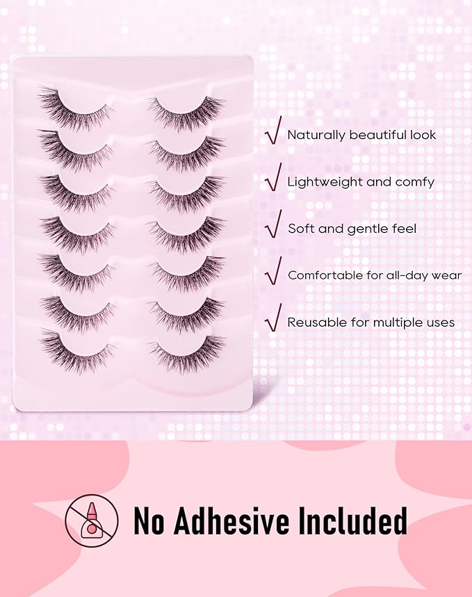 Frihappy Cat Eye Lashes Natural Mink Eyelashes Wispy Natural Look HA-50