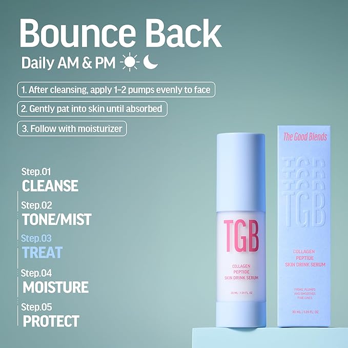 Collagen-Boosting Peptide Skin Drink Serum 1.01 fl oz | Korean Face Serum with Penta Peptides & Hyaluronic Acid | Hydrating, Plumping & Firming