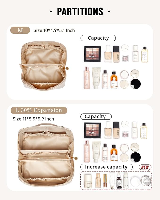 EACHY Travel Makeup Bag,Large Capacity Cosmetic Bags for Women,Waterproof Portable Pouch Open Flat Toiletry Bag Pattern Makeup Bag