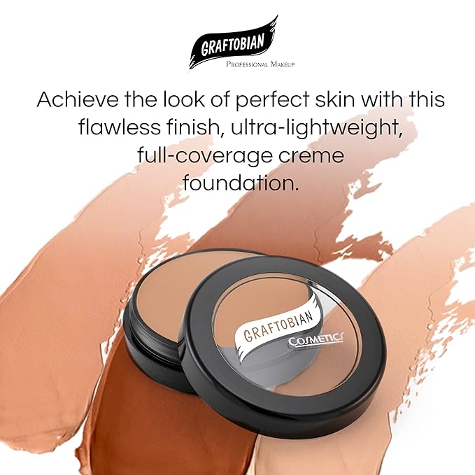 Graftobian HD Glamour Crème Foundation 1/2oz, Weightless Full Coverage Makeup, 65 Inclusive Shades, For All Skin Types, Natural or Full-Glam Looks, For Professionals and Beginners, Morning Glow
