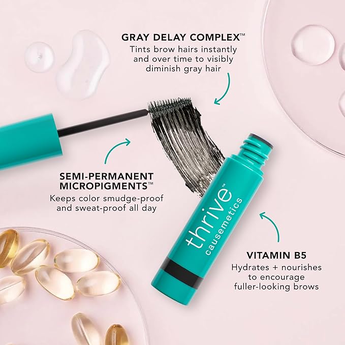 Thrive Causemetics Instant Brow Fix Semi-Permanent Eyebrow Gel, Waterproof Tinted Eye Brow Gel with Vitamin B5, Smudge-Proof, Vegan & Cruelty Free, Christina (Light Blonde)