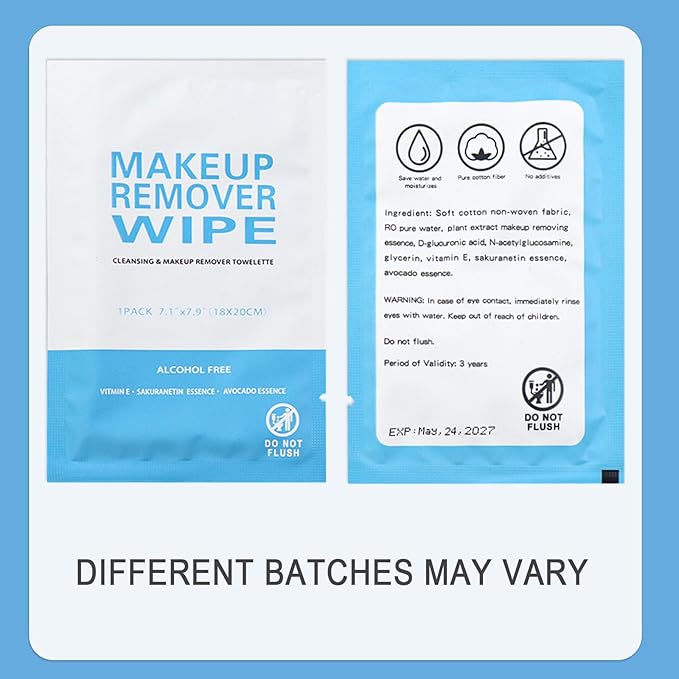 500 Pack Individual Makeup Remover Wipes, Makeup Remover Wipes Individually Wrapped Makeup Wipes Bulk Face Cleansing Wipes, Travel Makeup Remover Cloth for Hotel Skin Care Face Cleansing
