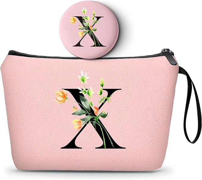 Happy Birthday Friendship Bridesmaid Team Gifts for Employees Women Mom Aunt Daughter Teenage Girl Personalized Make up Cosmetic Bag Travel with Mirror Mothers Day Christmas Graduation X