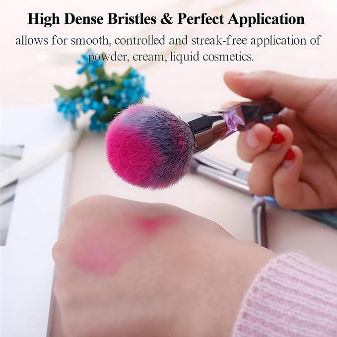 Kingtree Makeup Brushes Set, 10PCS Crystal Makeup Brushes Premium Synthetic Powder Foundation Concealer Eye Shadow Brush, Professional Face Eye Make Up Brushes for Girls Women