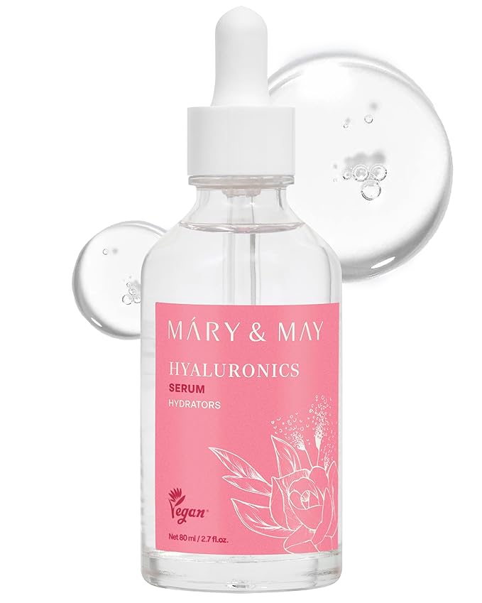 Mary&May Hyaluronics Serum with 6 Types of Hyaluronic Acid Complex for Deep Hydration and Moisture Retention - Fragrance Free, EWG Verified, Cruelty-Free for Dry Dehydrated Skin 2.71 fl.oz.