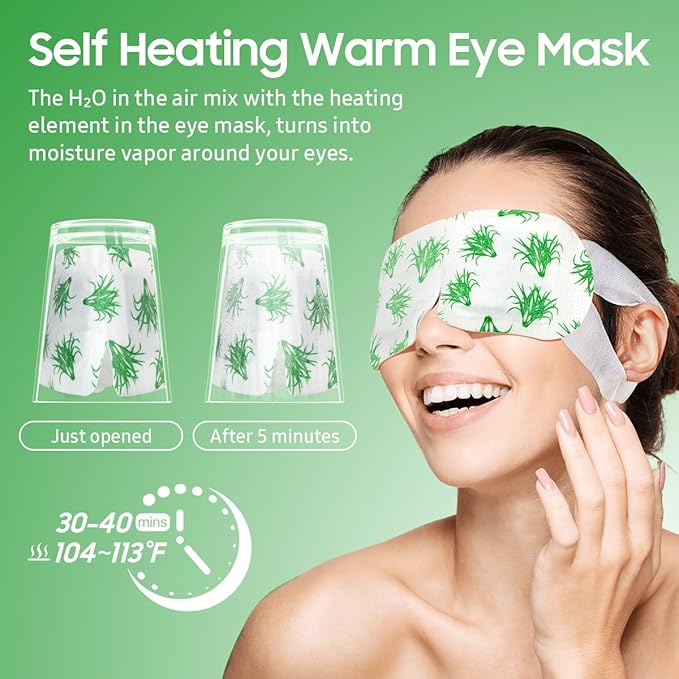 Steam Eye Mask, 10 Packs Heated Eye Mask, Self Heating Warm Compress for Eyes Sleep Mask, Soothing Moist Heat Eye Masks (Lemongrass)
