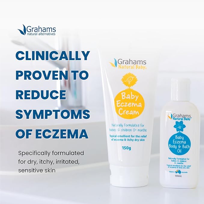 Grahams Natural Baby Eczema Cream Moisturizer for Newborn-12 Years | Rash, Redness, Dry Skin & Itch Relief | Colloidal Oatmeal & Shea Butter | Steroid-Free, Fragrance-Free for Sensitive Skin (75g)