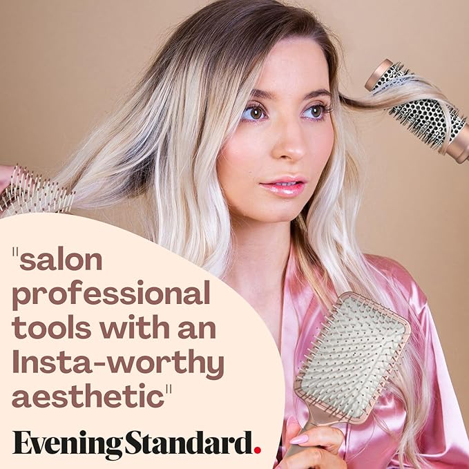 Luxury Hair Brush Gift Set for Women & Girls - Lily England 4-Piece Professional Styling Collection - Premium Ladies Gift Set | Elegant Gifts for Women for All Hair Types - Matte Rose Gold