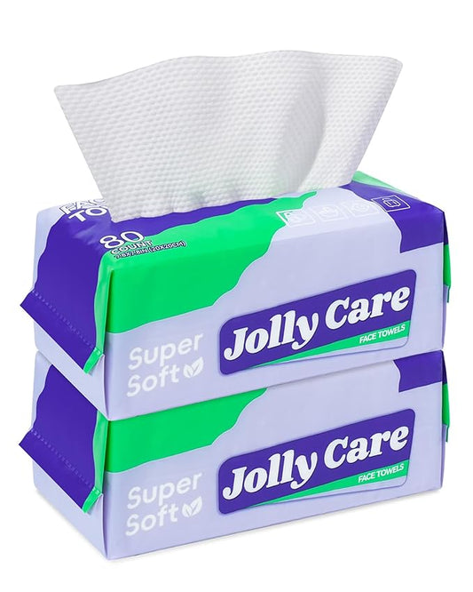 Face Towels Disposable, Face Towelette Disposable, Soft Disposable Face Towel for Makeup Remover, Thick Face Cloths for Women Cleansing, Skin Care, 7.8"×7.8", 80 Count (2 Pack)