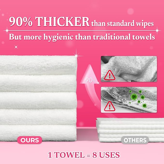 Makeup Remover Little Towels - Ultra Soft Fragrance Free & Alcohol Free Face Towels for Sensitive Skin,（60 Count 480 Uses）Dry Wipes Travel Firendly