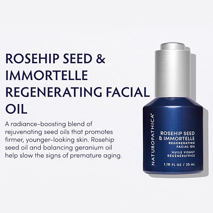 Naturopathica Rosehip Seed & Immortelle Regenerating Facial Oil, Daily Face Oil for Softened Fine Lines and a Healthy Glow, Lightweight Face Oil for Men and Women, 1.18 fl oz