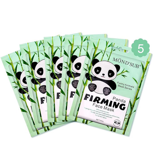 Animal Spa Beauty Mask, Character Masks Sheet-(Pack of 5) Panda Firming Nourishing Moisturizing Effects For All Skin Types- Birthday Party Gift for her, Girls Night, Spa Night, Beauty Gift