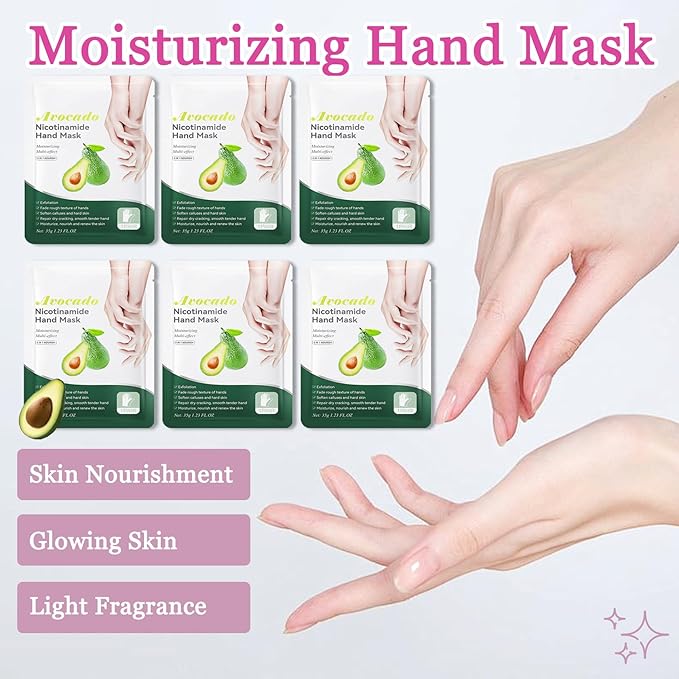 Hydrating Hand Masks, 6PCS Hand Mask Moisturizing Gloves for Men Women, Smooth Long Lasting Soft Exfoliating Hand Peeling Spa Mask Moisturizer Beauty Gift Set for Dry Cracked Rough Dull Hands（J)
