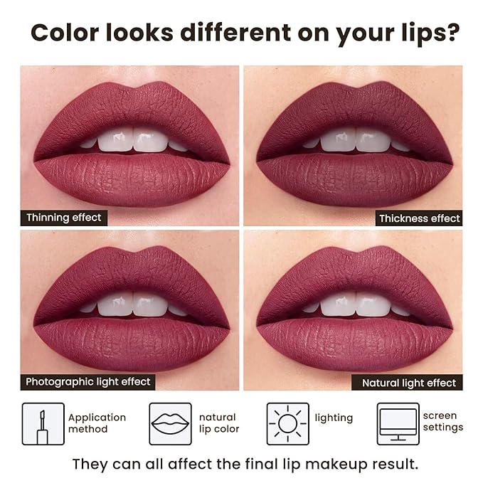 Brown Nude Liquid Lipstick for Women - Mate Long Lasting Smudge-Proof Transfer-Resistant Lip Color Waterproof Non-Transfer Formula (Whispering Wind)