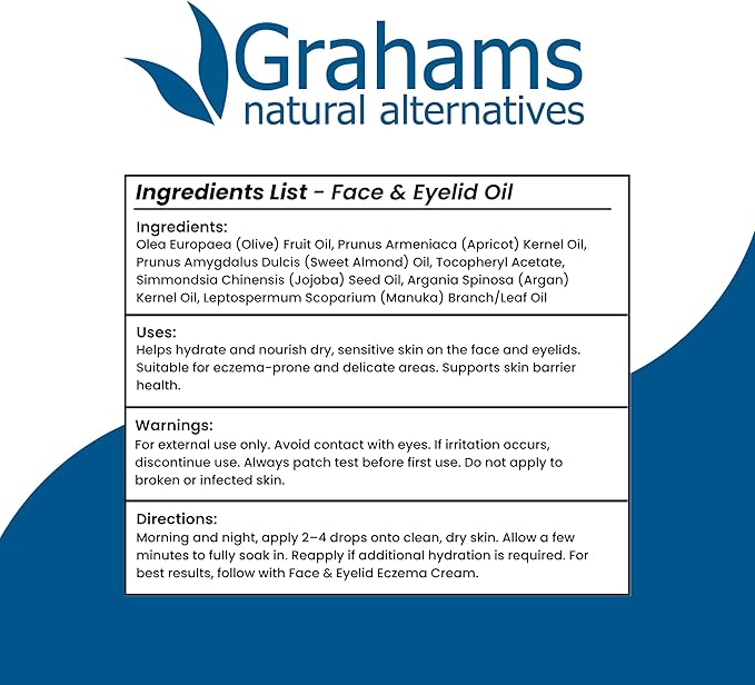 Grahams Natural Face & Eyelid Eczema Relief Kit - Treatment for Dry Skin, Eczema, Perioral & Seborrheic Dermatitis | Itch Relief - Moisturizing Face Cream (1.76 fl oz) + Eyelid Oil (1.69 fl oz)